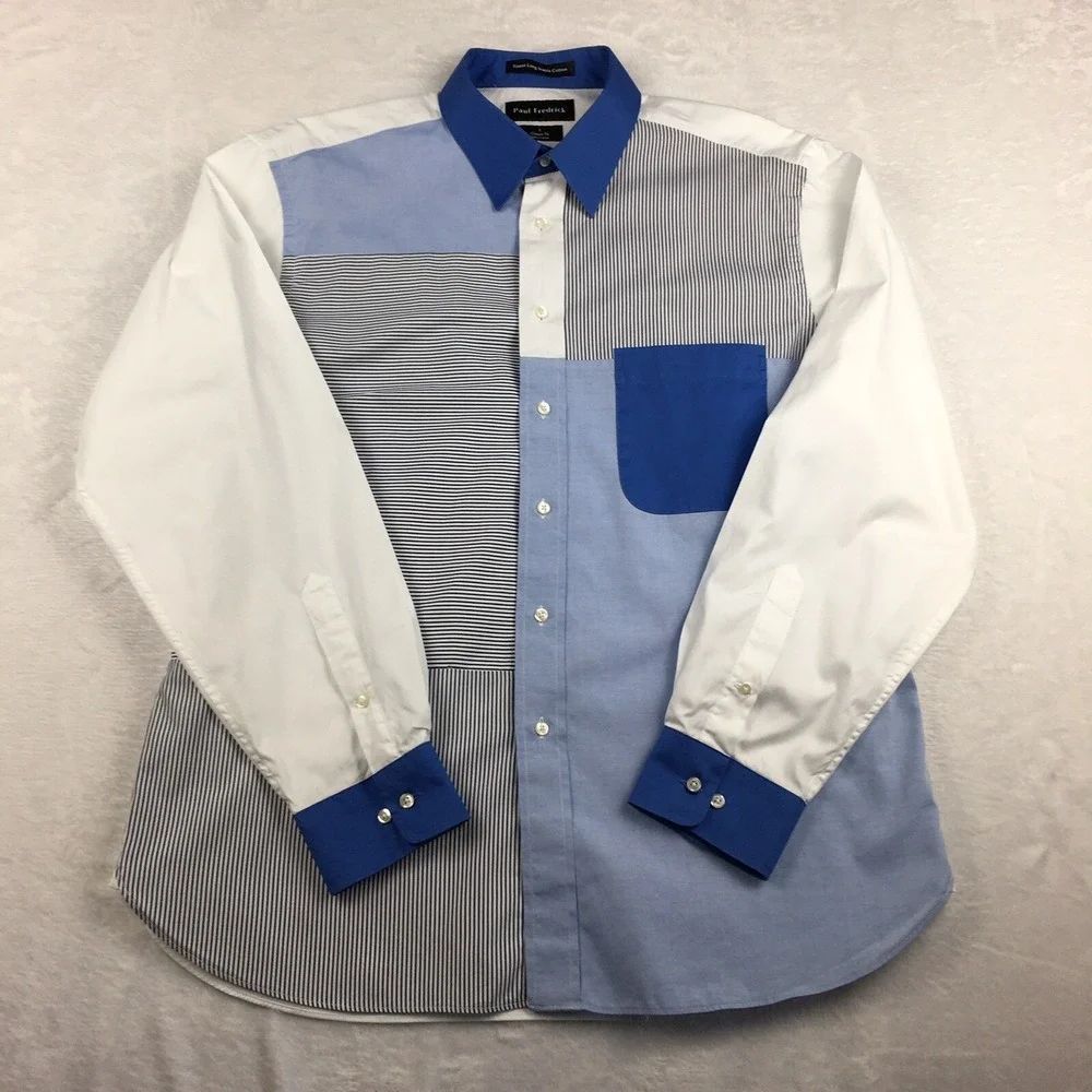 Paul Fredrick‎ Shirt Mens Large Multi-Pattern Panels Classic Fit